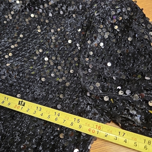 Sanctuary All Nighter black long sleeve sequin top, mock turtleneck, back zipper - Picture 6 of 11